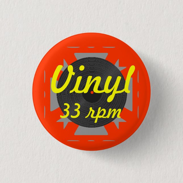 Badge Rond 2,50 Cm Vinyle 33 t/mn (Devant)