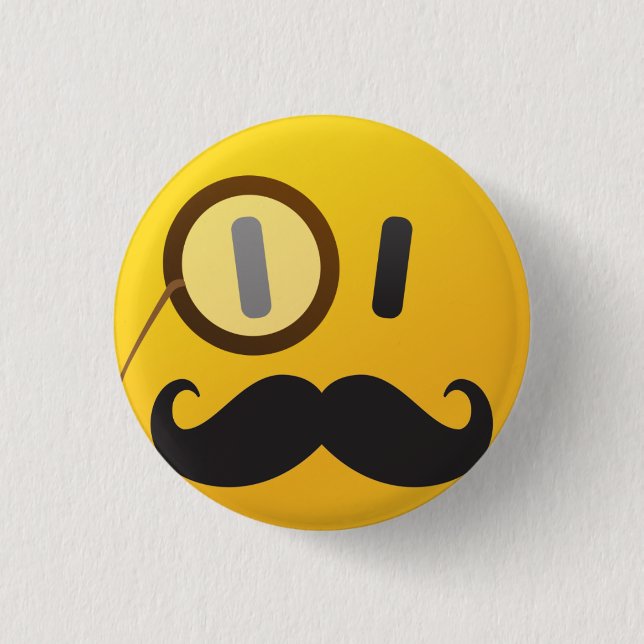 Badge Rond 2,50 Cm visage avec la moustache (Devant)