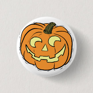 Badge Rond 2,50 Cm Visage Citrouille sculpté