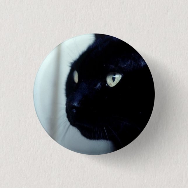 Badge Rond 2,50 Cm Visage de chat noir (Devant)