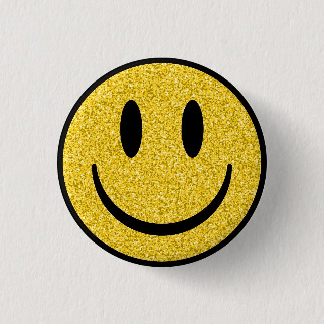 Badge Rond 2,50 Cm Visage de sourire parties scintillant (Devant)