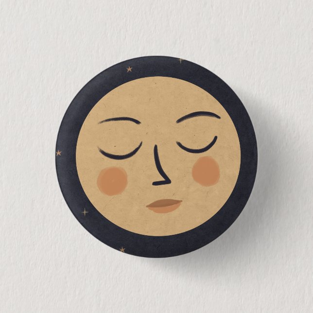 Badge Rond 2,50 Cm Visage mignon de la lune (Devant)