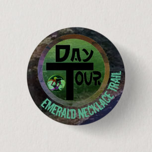 Badge Rond 2,50 Cm Visite de jour sur le bouton vert de traînée de