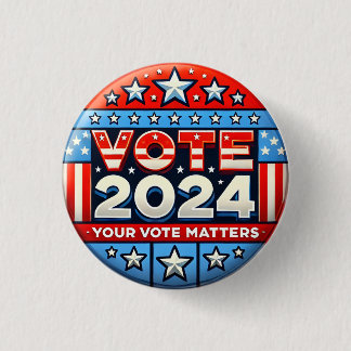 Badge Rond 2,50 Cm Vote 2024 Patriotic Pin Button