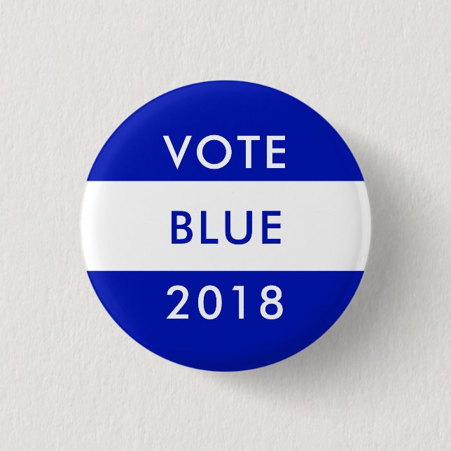 Badge Rond 2,50 Cm VOTE BLUE 2018 Démocrates aux élections de mi-mand (Devant)