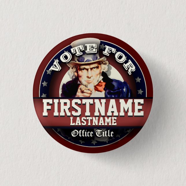 Badge Rond 2,50 Cm Vote personnalisé pour Oncle Sam (Devant)