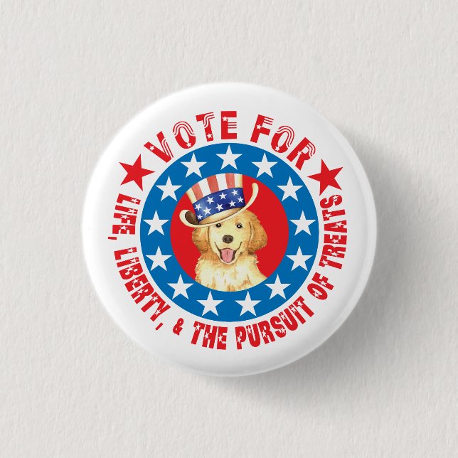 Badge Rond 2,50 Cm Vote pour Golden (Devant)