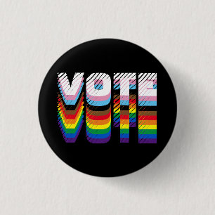 Badge Rond 2,50 Cm Voter la typographie arc-en-ciel gay pride graphiq