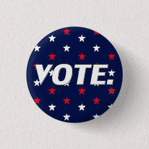 Badge Rond 2,50 Cm Voter rouge blanc marine bleu étoiles patriotique
