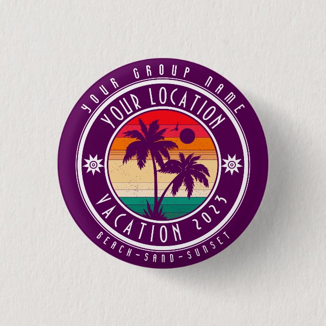 Badge Rond 2,50 Cm Votre emplacement Vacances Nom de groupe personnal (Devant)