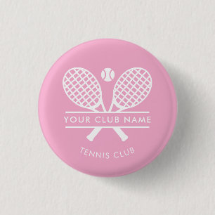 Badge Rond 2,50 Cm Votre Équipe de Tennis Nom du Club Rose Personnali