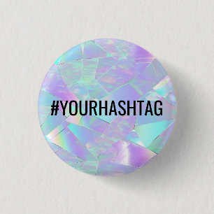 Badge Rond 2,50 Cm #Votre Hashtag, Conception Turquoise et violette I