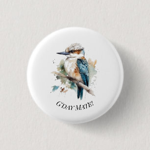 Badge Rond 2,50 Cm Vrai Kookaburra Bleu, personnalisé