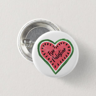 Badge Rond 2,50 Cm Watermelon Heart "Free Palestine"
