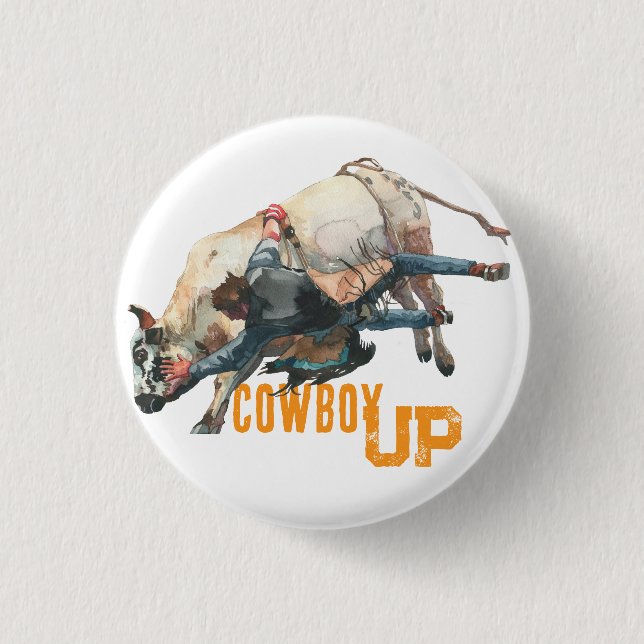 Badge Rond 2,50 Cm Western Cowboy Rodeo Bull (Devant)