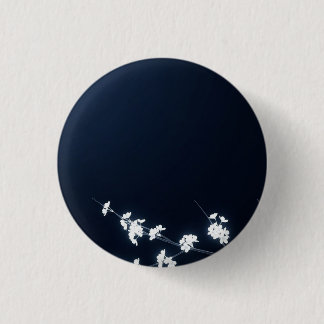 Badge Rond 2,50 Cm White Cherry Blossom Navy Background
