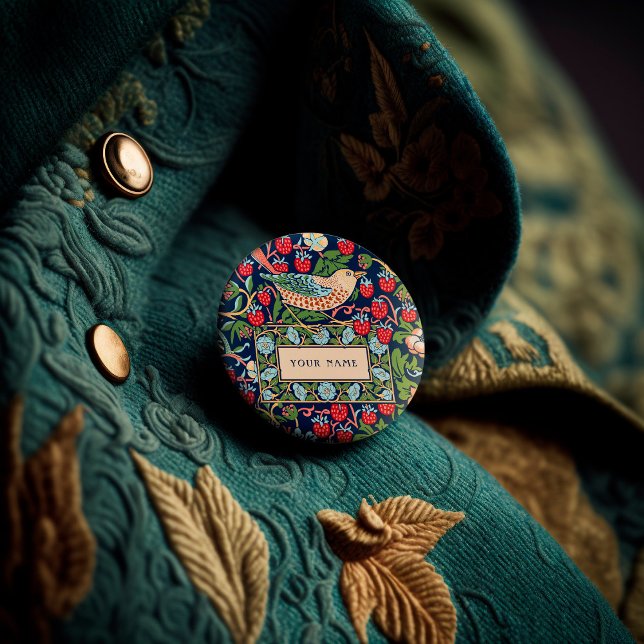 Badge Rond 2,50 Cm William Morris Strawberry Thief (Créateur téléchargé)