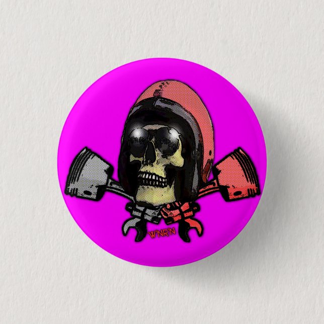 Badge Rond 2,50 Cm W'nR'n a croisé le bouton de pistons (Devant)