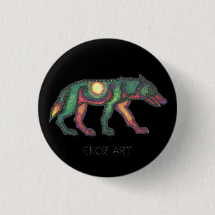 Badge Rond 2,50 Cm Wolf Sun Pictish