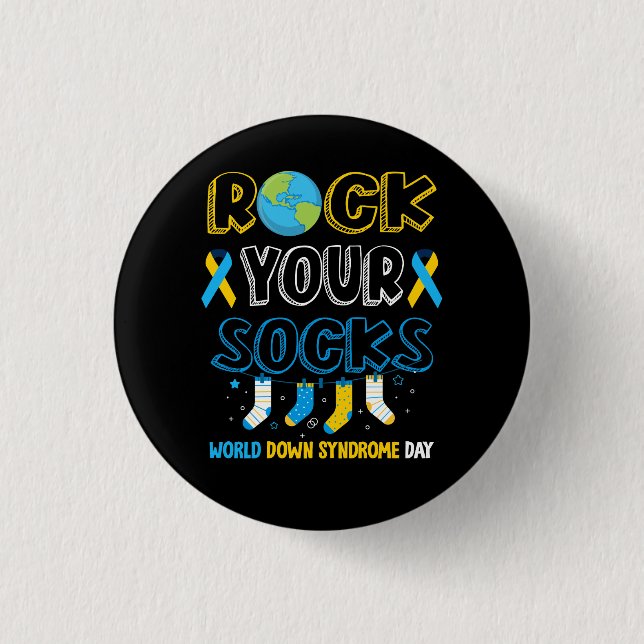 Badge Rond 2,50 Cm World Down Syndrome Day T Shirt Rock Your Socks Aw (Devant)