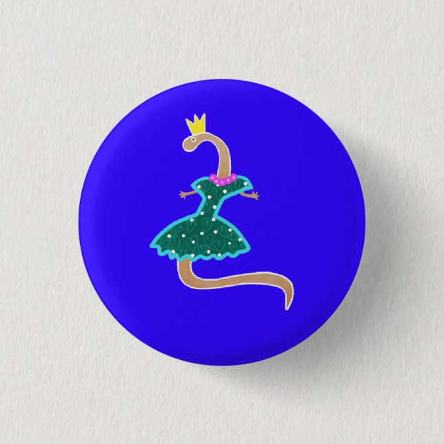 Badge Rond 2,50 Cm Worm dans une robe verte et une couronne (Devant)