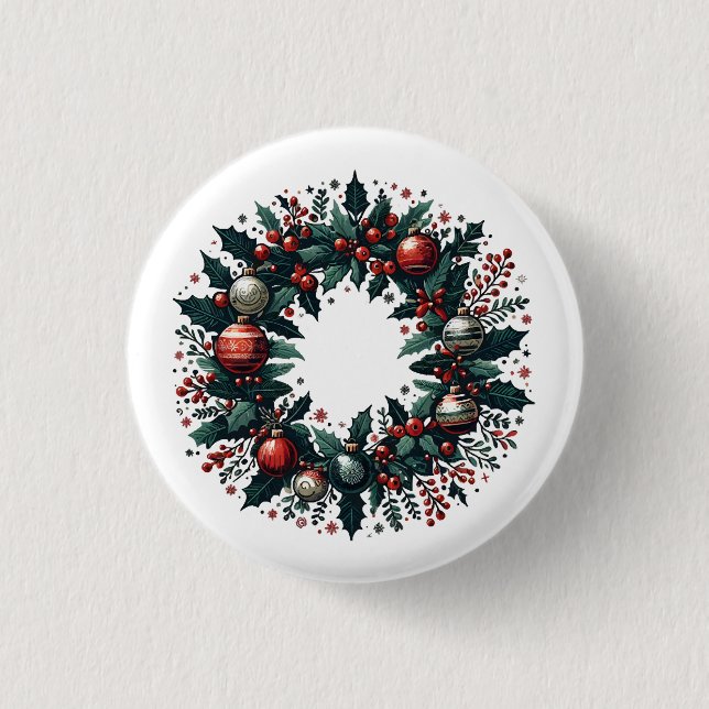 Badge Rond 2,50 Cm Wreath de Noël (Devant)