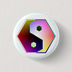 Badge Rond 2,50 Cm Yin Yang Hexagon