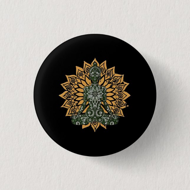 Badge Rond 2,50 Cm Yoga Lotus Pose Zen Graphisme (Devant)