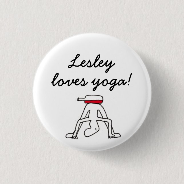 Badge Rond 2,50 Cm Yoga pour l'insigne blanc de Winelovers - (Devant)