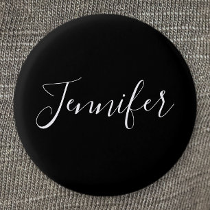 Badge Rond 2,50 Cm Your Name Elegant White Script on Black