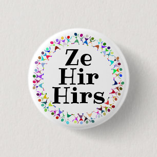 Badge Rond 2,50 Cm Ze Hir Hirs Pronoms dans le Cercle des Figures Hum