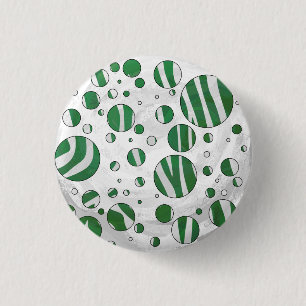 Badge Rond 2,50 Cm Zebra Green et White Polka Dot