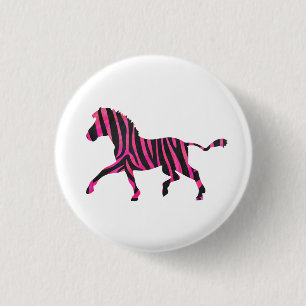 Badge Rond 2,50 Cm Zebra Silhouette noir et rose chaud
