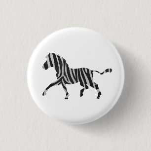 Badge Rond 2,50 Cm Zèbre Noir et Silhouette Gris Clair