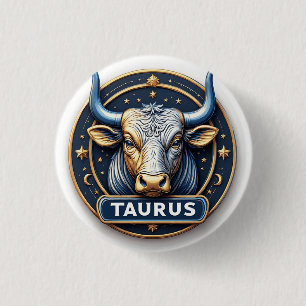Badge Rond 2,50 Cm ♉ Zodiaque Taureau Emblème Or Aura  ♉