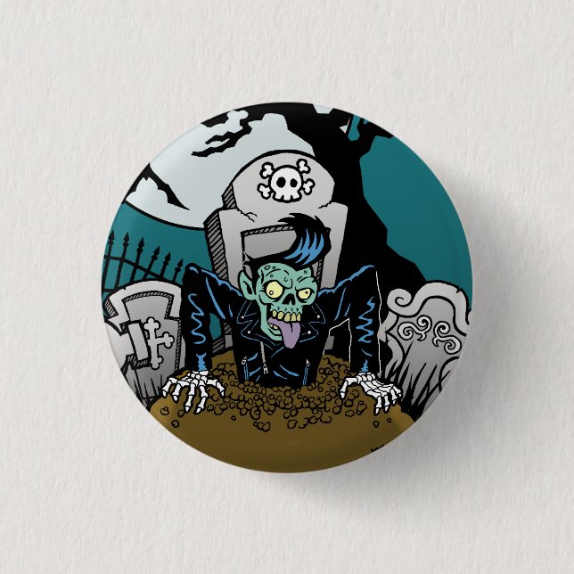 Badge Rond 2,50 Cm Zombi de rockabilly de Ness (Devant)
