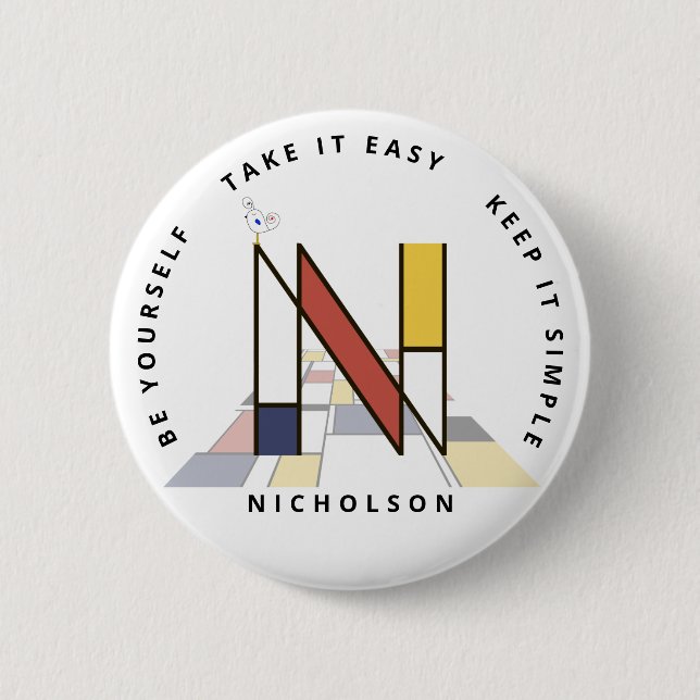 Badge Rond 5 Cm С le néoplasticisme passionnant Art Monogramme. Le (Devant)