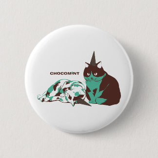 BADGE ROND 5 CM チョコミント_ねこ