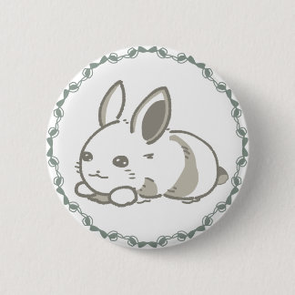 BADGE ROND 5 CM リボンと黒うさぎのシンプルデザイン
