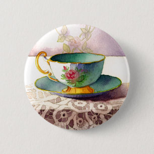 Badge Rond 5 Cm 0001 Teacup on Lace Button