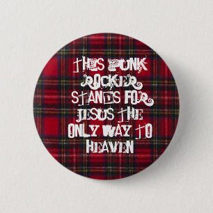 BADGE ROND 5 CM 0300, CE ROCKER PUNK REPRÉSENTE JÉSUS L'ONL…