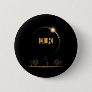 Badge Rond 5 Cm 04.08.24 Éclipse solaire totale 2024