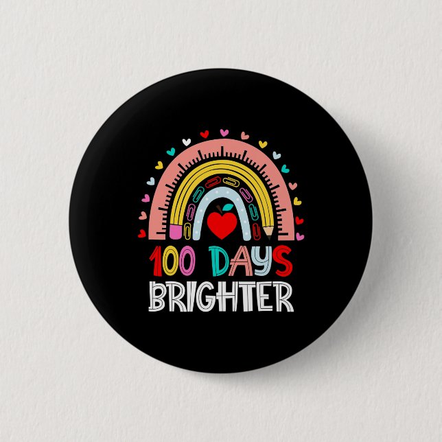 Badge Rond 5 Cm 100 Jours Arc-En-Ciel Plus Brillant 100E Jour D'Éc (Devant)