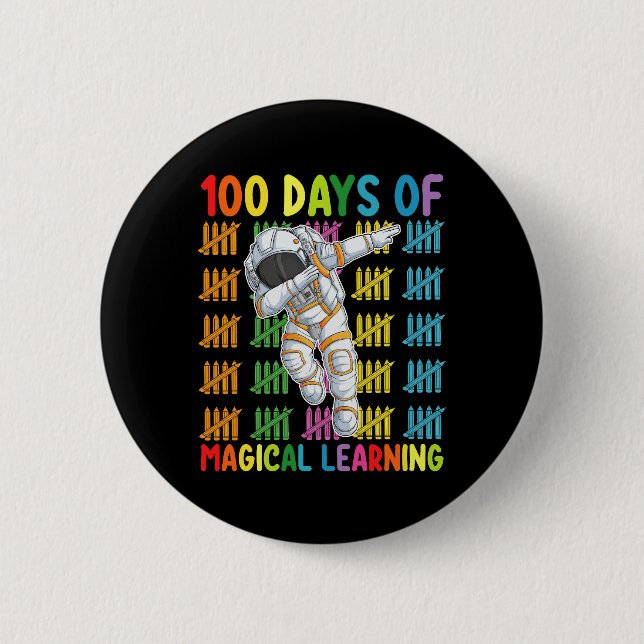 Badge Rond 5 Cm 100 Jours D'Apprentissage Magique École D'Astronau (Devant)