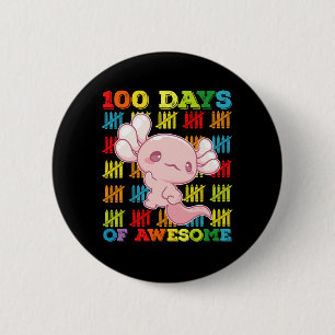 Badge Rond 5 Cm 100 jours d'axolotl génial 100e jour d'école
