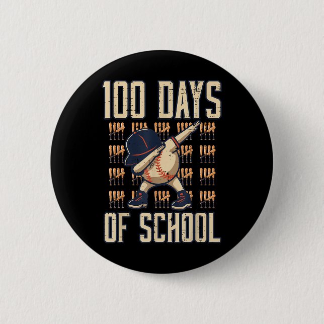 Badge Rond 5 Cm 100 Jours De Baseball Scolaire Dab 100E Jour Garço (Devant)