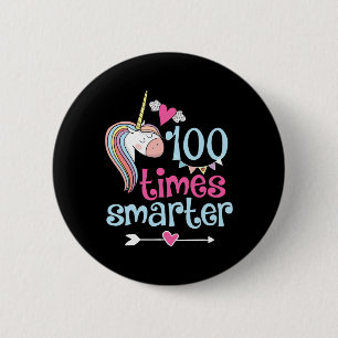 Badge Rond 5 Cm 100 Jours De Chemise École 100 fois plus intellige