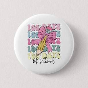Badge Rond 5 Cm 100 Jours De Filles D'École Coquette Bow 100e Jour