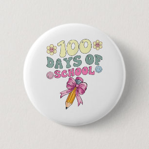 Badge Rond 5 Cm 100 Jours De Filles D'École Coquette Bow 100e Jour