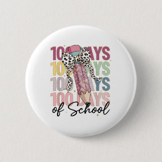 Badge Rond 5 Cm 100 Jours De Filles D'École Coquette Bow 100e Jour